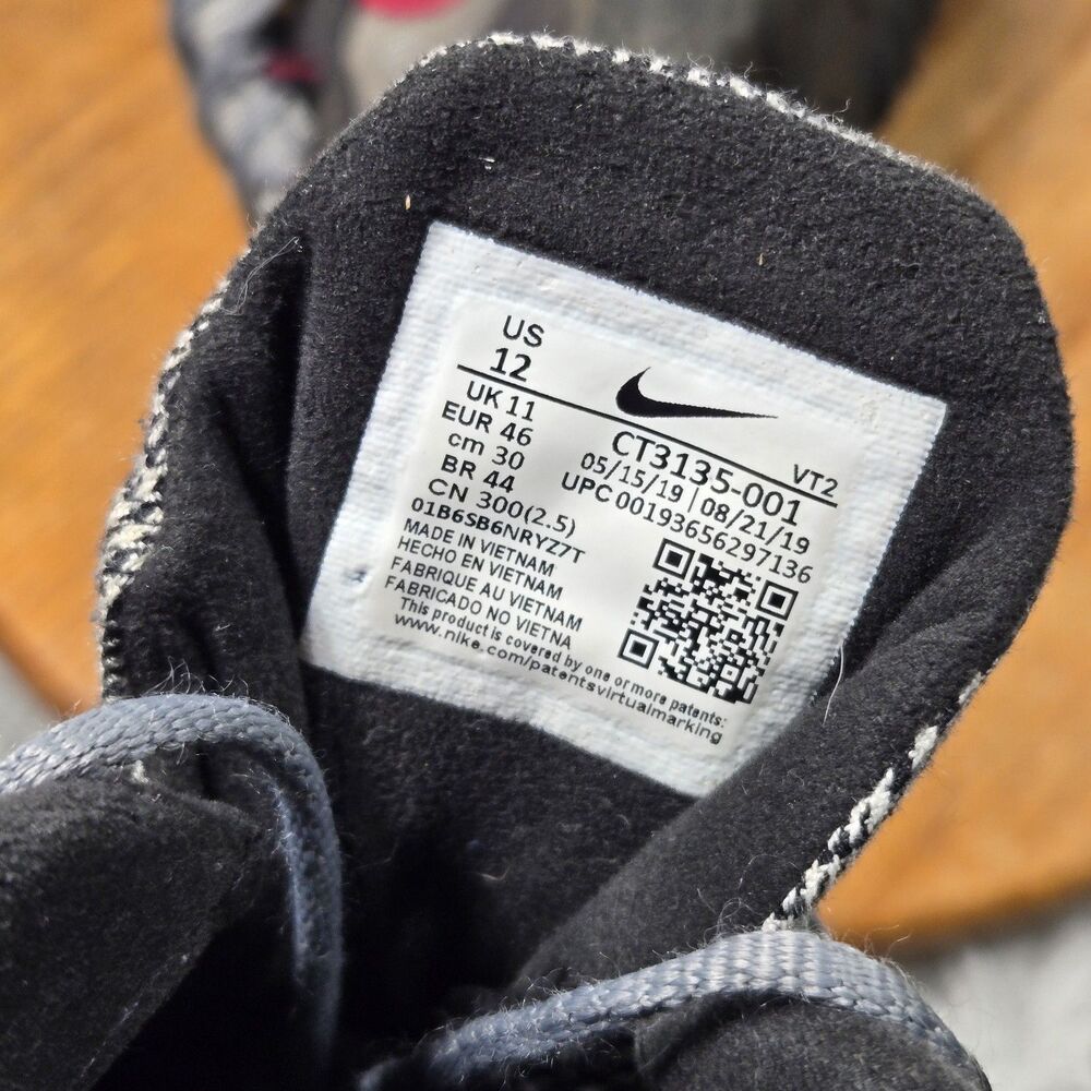 Nike Men Air Max 270 React Alabama Houndstooth Mens Size 12 Gray Noble Red Shoes - Picture 8 of 12